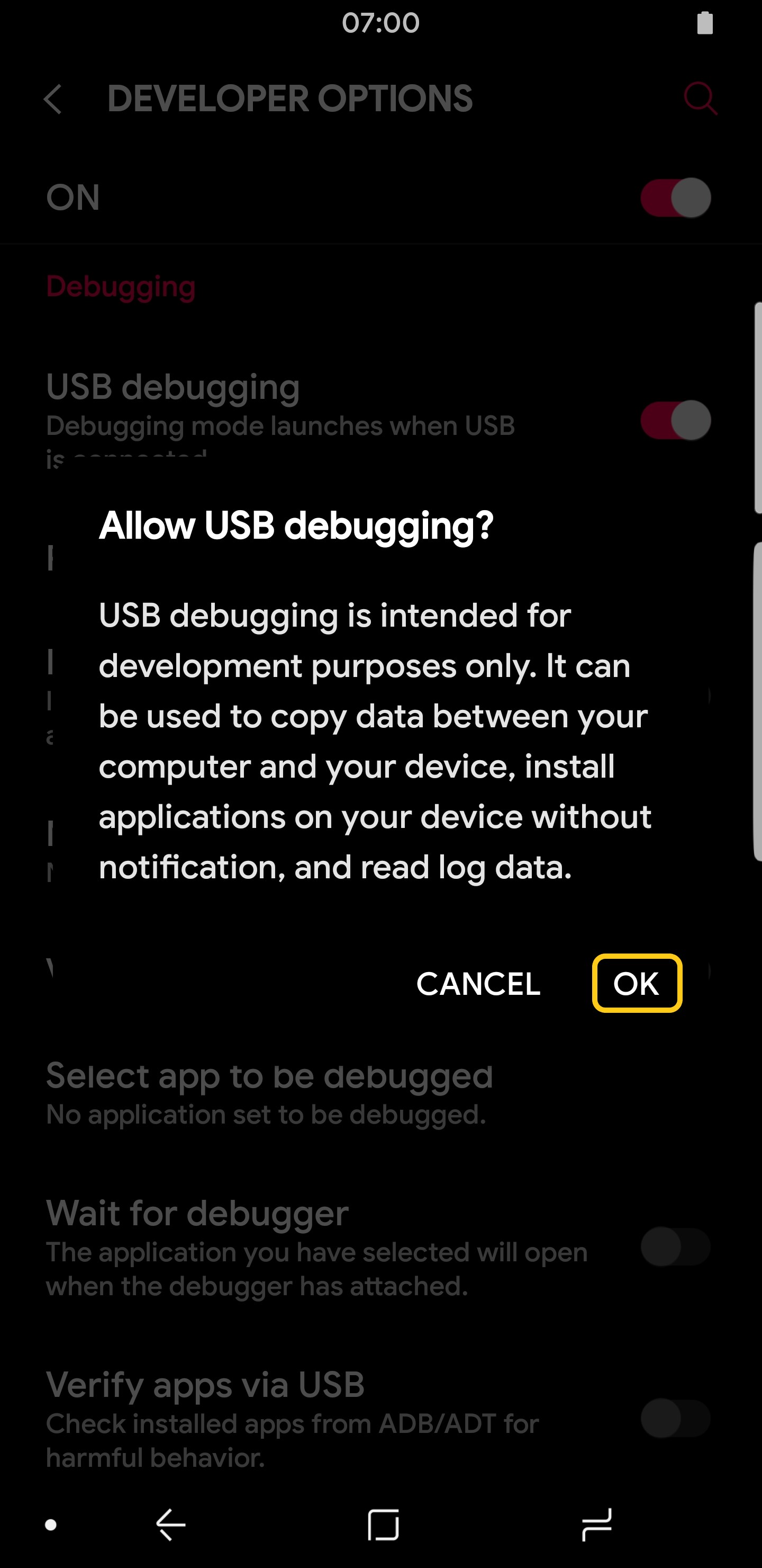 Authorize ADB USB Debugging Confirmation