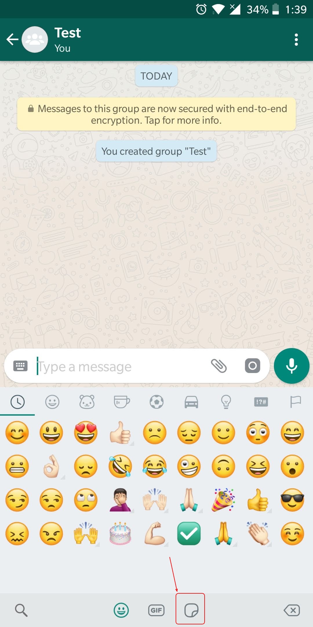Click on Stickers option inside Emoji section