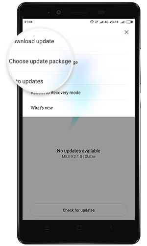 Choose Update package inside MIUI Updater app