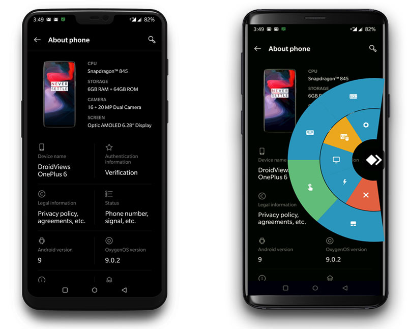 OnePlus 6's screen on Galaxy S9+ using Anydesk