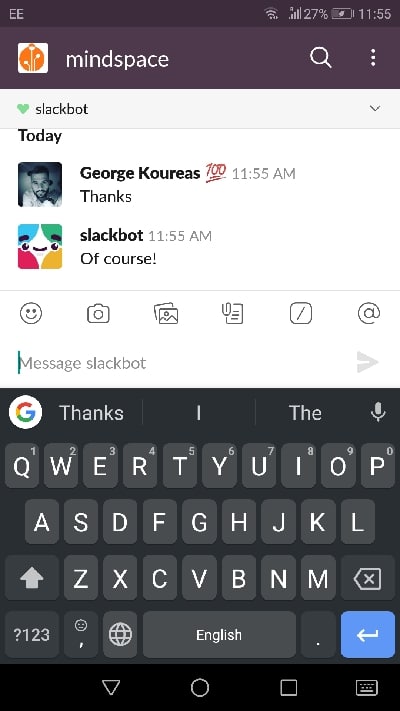 Slack group chat app screenshot