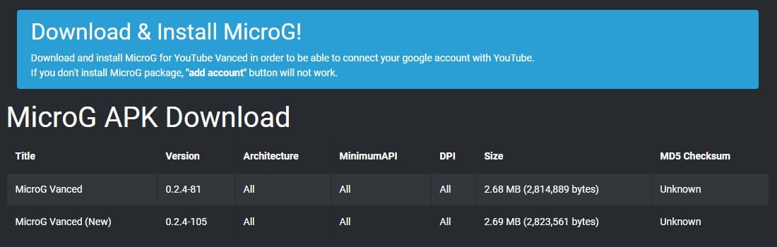 Youtube microG APK download