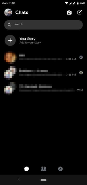 Dark Mode on Facebook Messenger