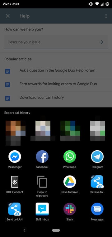 download Google Duo call history
