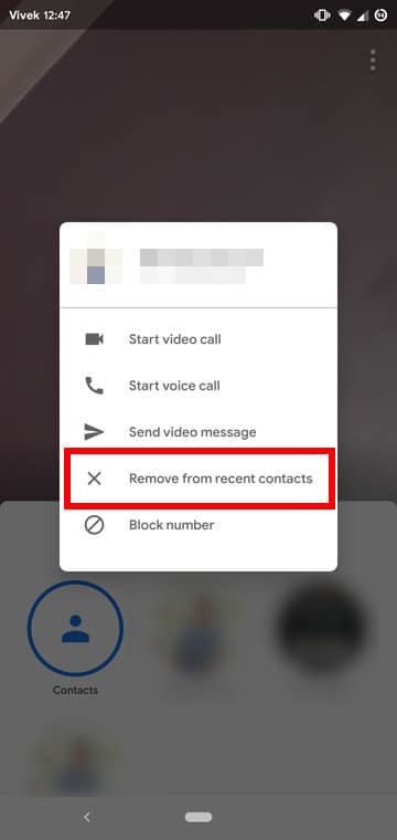 Remove recent contacts