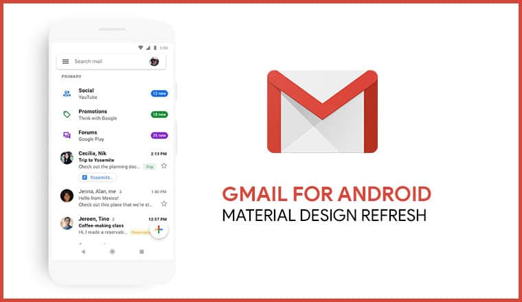 white gmail update for android