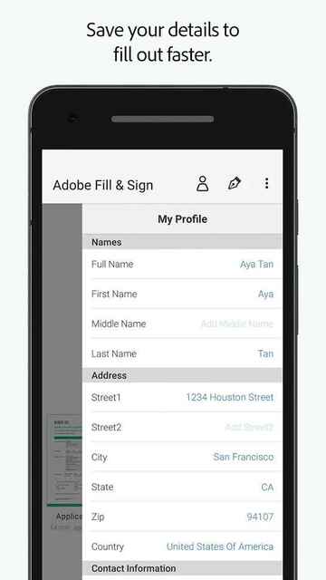 Adobe Fill & Sign profiles