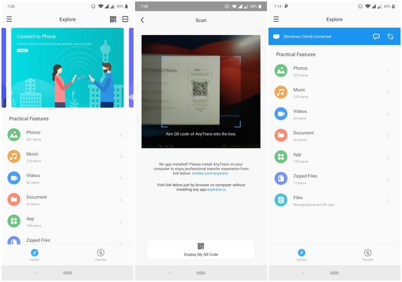 Connect Using AnyTrans Android App