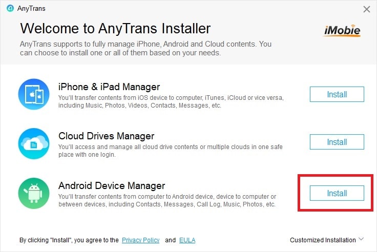 Install AnyTrans For Android