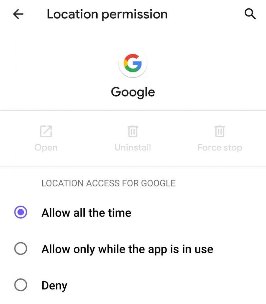 Android Q location permission