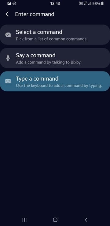 Type quick command