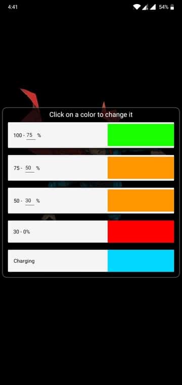 notch battery indicator color