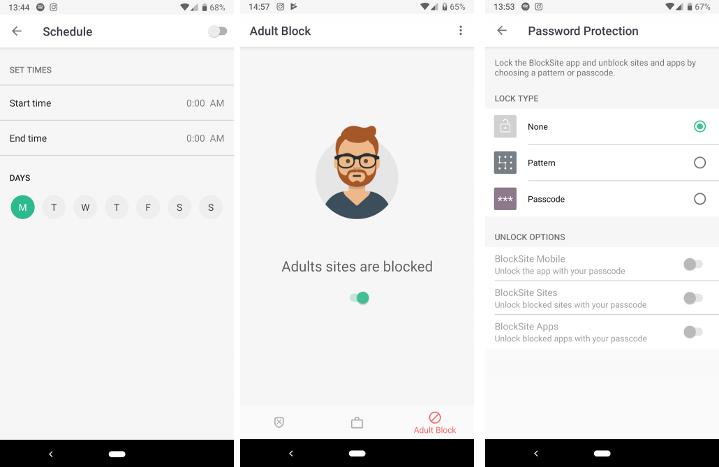 Adult Block Feature in BlockSite app