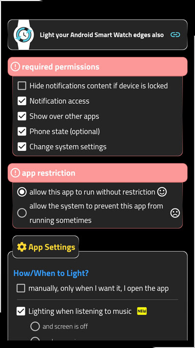 App permissions page