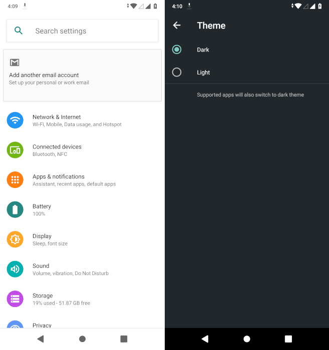 oneplus 6t android q settings the dark theme