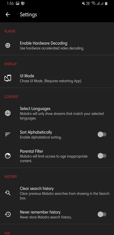 modbro video streaming settings
