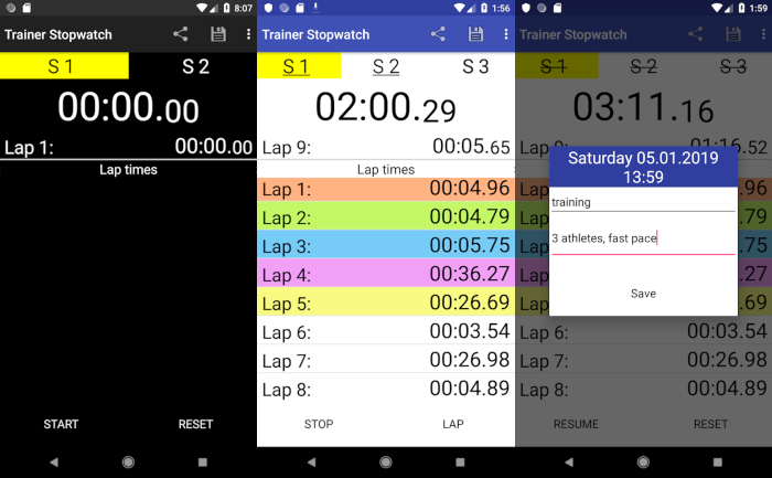 use physical buttons to start and stop stopwatch