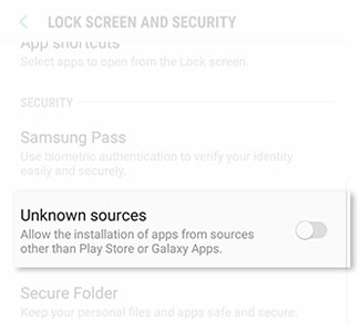 Unknown sources settings android