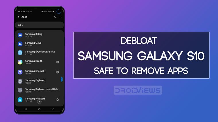 debloat galaxy s10