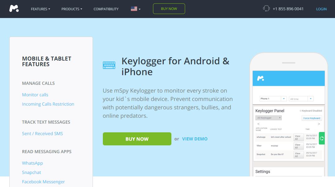 mSpy keylogger app