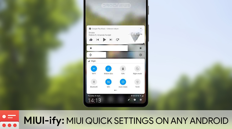 MIUI Quick settings and Notification panel