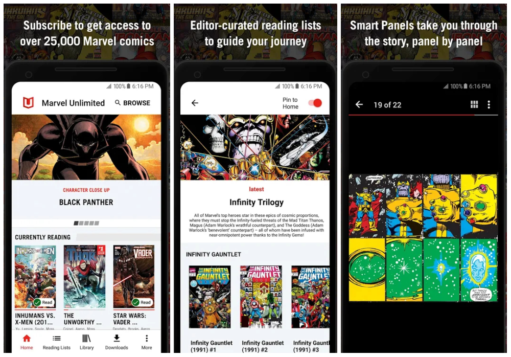 Marvel Unlimited comic book app