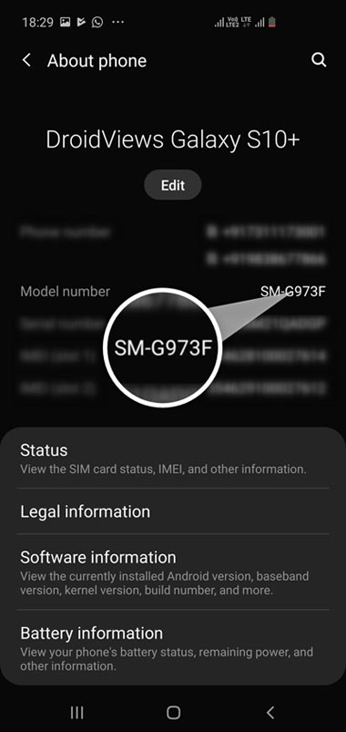 galaxy s10 model number