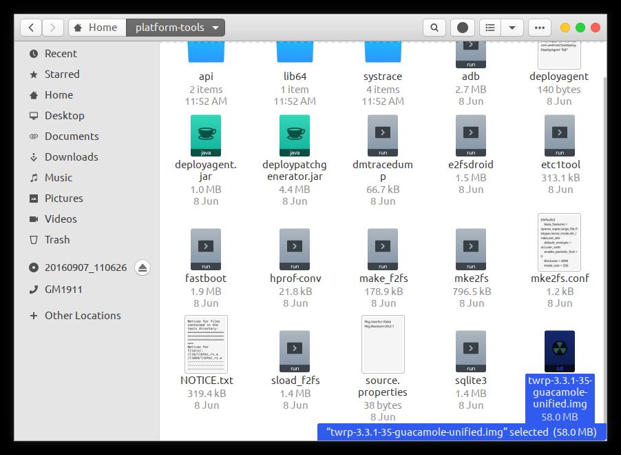OP7 Pro TWRP file in platform tools folder