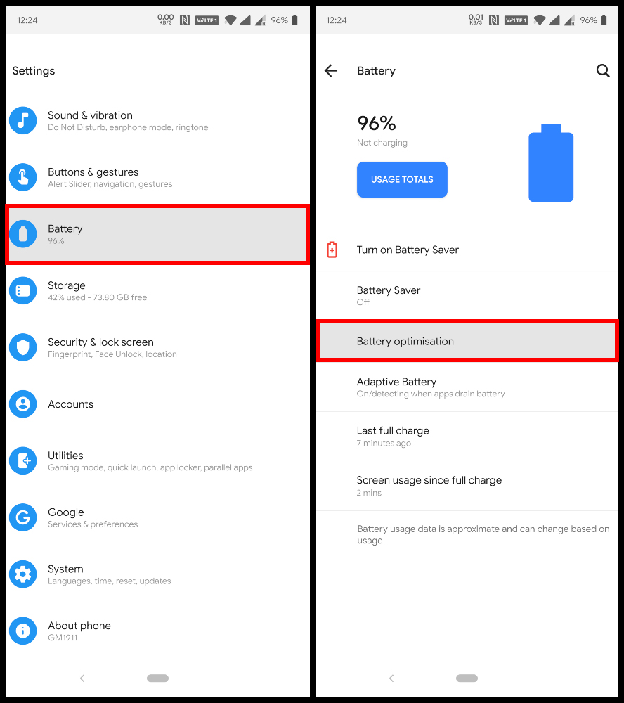 Battery Settings Oxygen OS