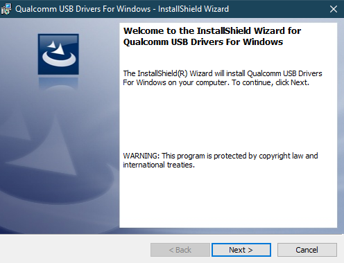 Qualcomm drivers installation window