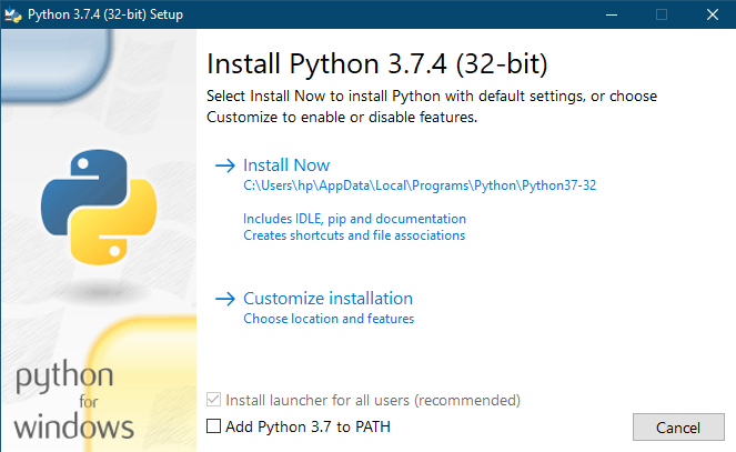 Install Python for Payload dumper