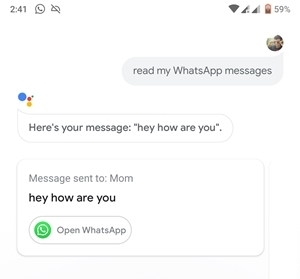 Google Assistant Message Sent