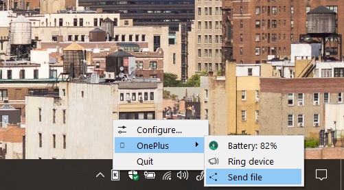 KDE connect send file windows