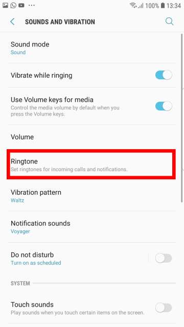 select Ringtone on android