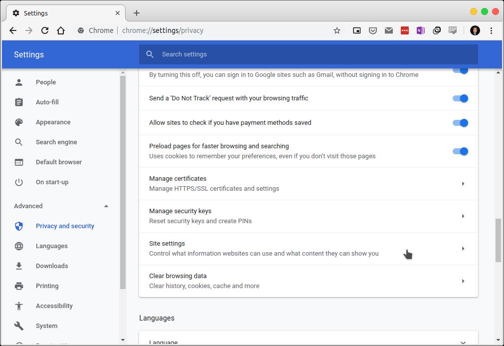 Chrome desktop privacy setting
