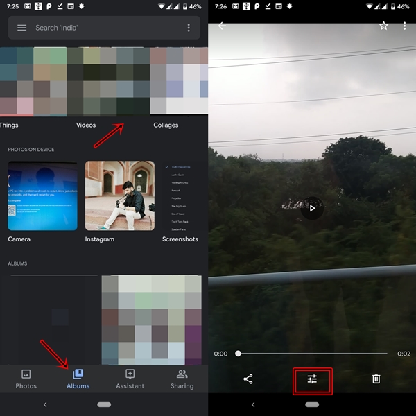 rotate video in google photos
