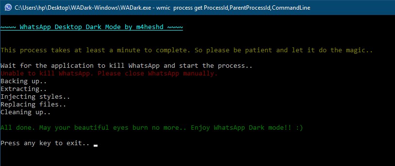 WA dark executable file
