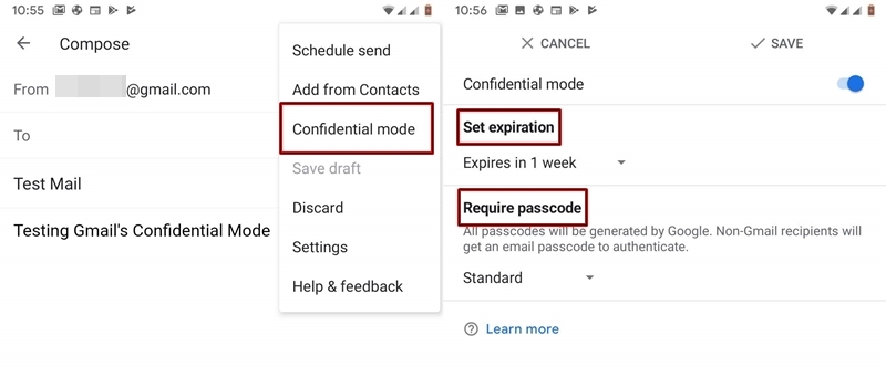 confidential mode Gmail