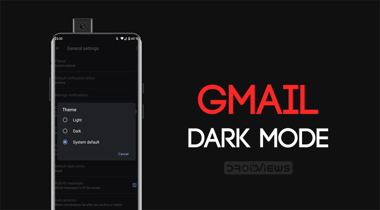 gmail dark theme