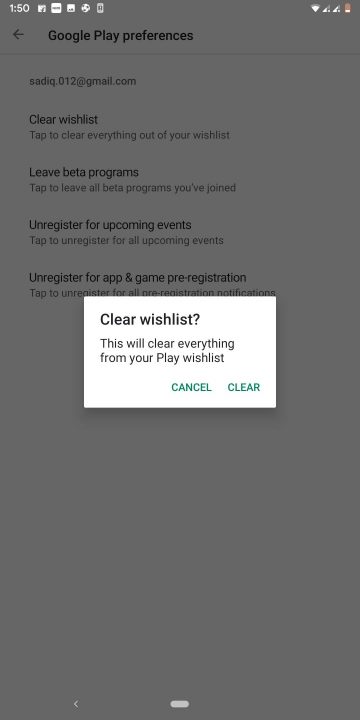 play store clear wishlist
