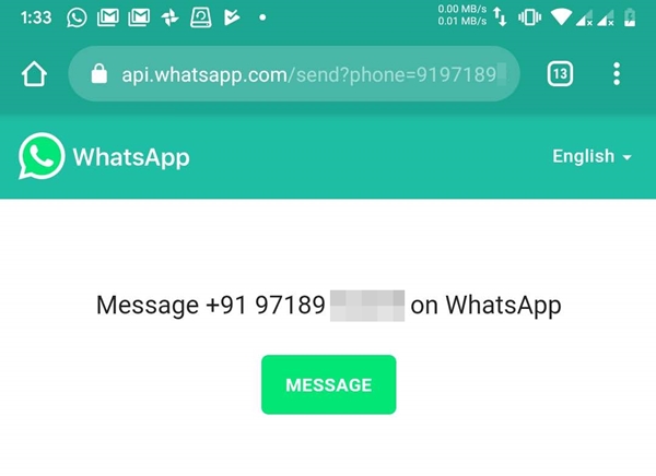 whatsapp api to send messages to numbers