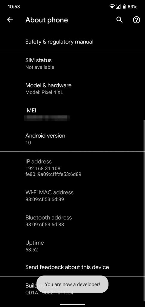 About phone Pixel 4