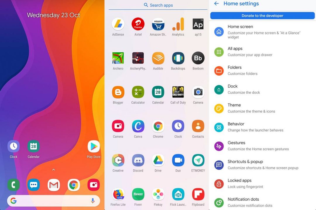 CPL homescreen launcher settings