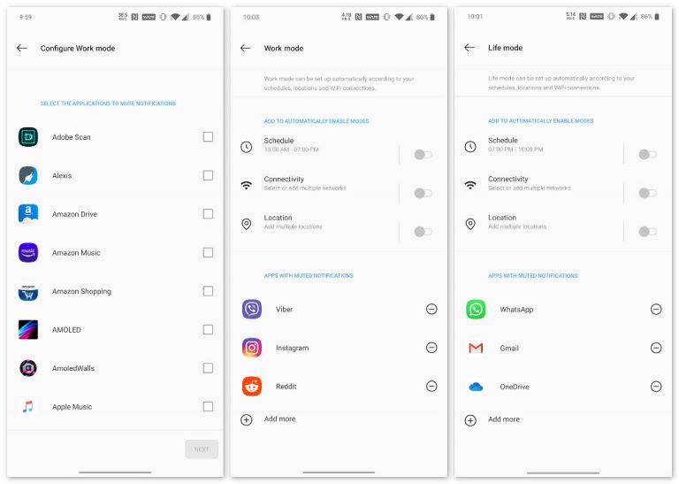 Configure Work-Life Modes