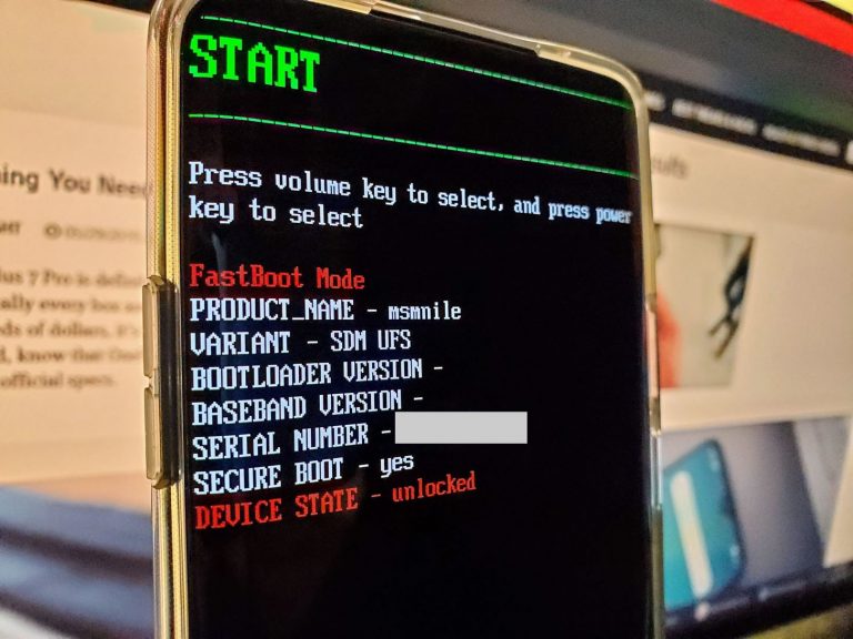 OnePlus 7 Pro fastboot mode