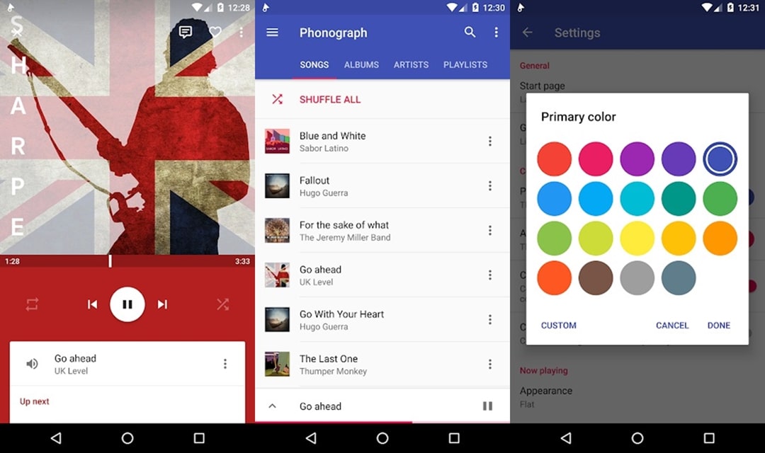 Phonograph app with material design