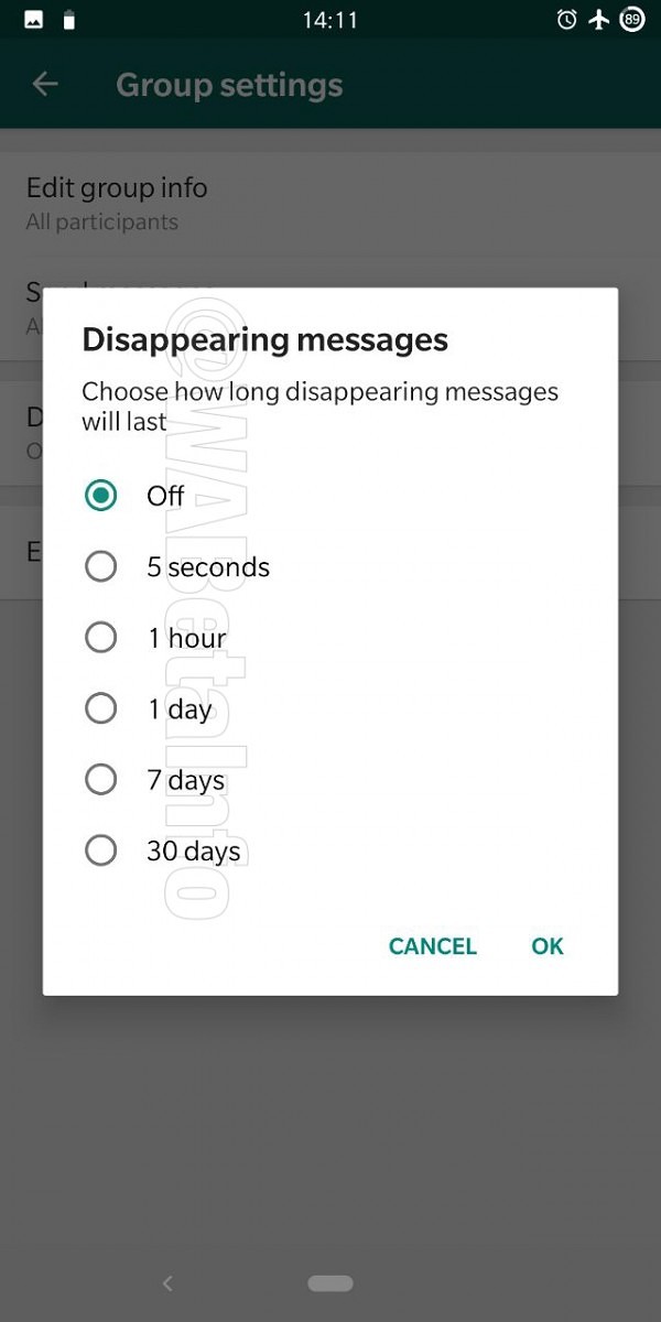 disappearing message in whatsapp