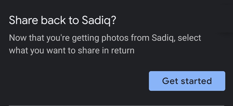 google photos share back