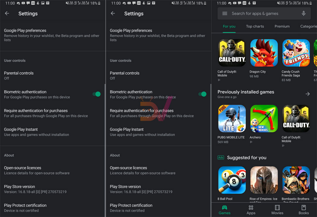 play store dark theme