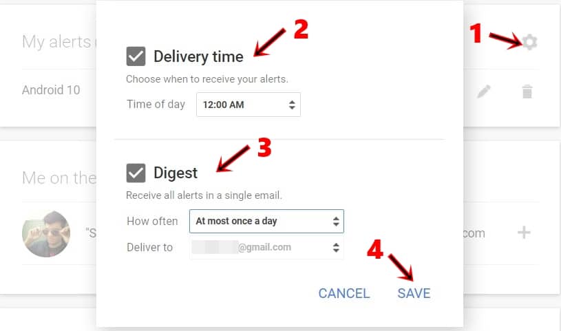 google alerts settings